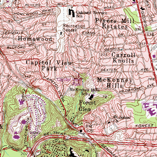 Topographic Map of Sylvan Manor Health Care Center, MD