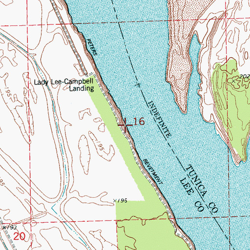 Topographic Map of Peters Revetment, AR