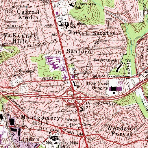 Topographic Map of Forest Glen Medical Center, MD