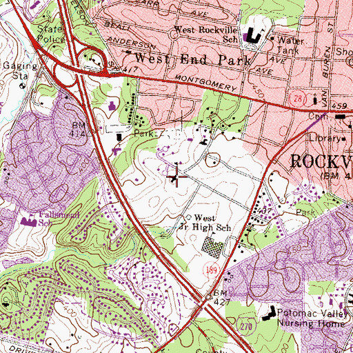 Topographic Map of Chestnut Lodge Sanitarium, MD