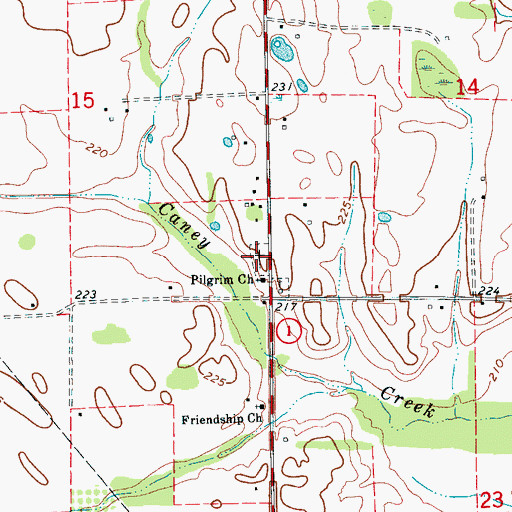 Topographic Map of Pilgrim Cemetery, AR