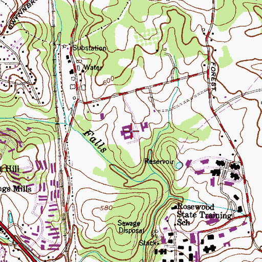 Topographic Map of Rosewood State Hospital, MD