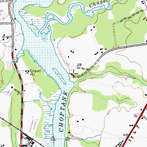Topographic Map of Adams Landing, MD