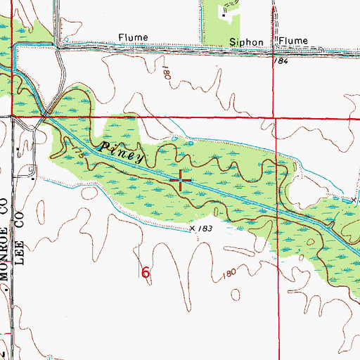 Topographic Map of Piney Fork Ditch, AR
