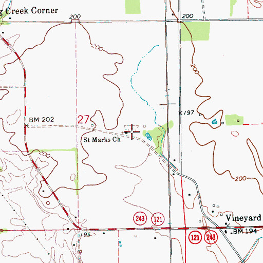 Topographic Map of Saint Marks Cemetery, AR