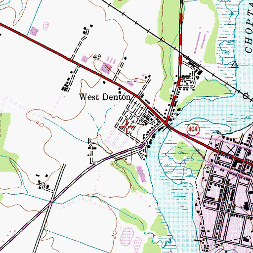 Topographic Map of Denton Cemetery, MD