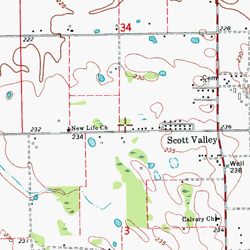 Topographic Map of Scott Valley School (historical), AR