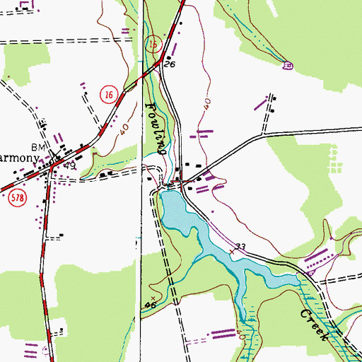 Topographic Map of Fowling Creek Mill (historical), MD
