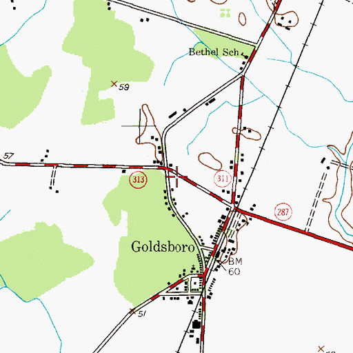 Topographic Map of Goldsboro Community Park, MD