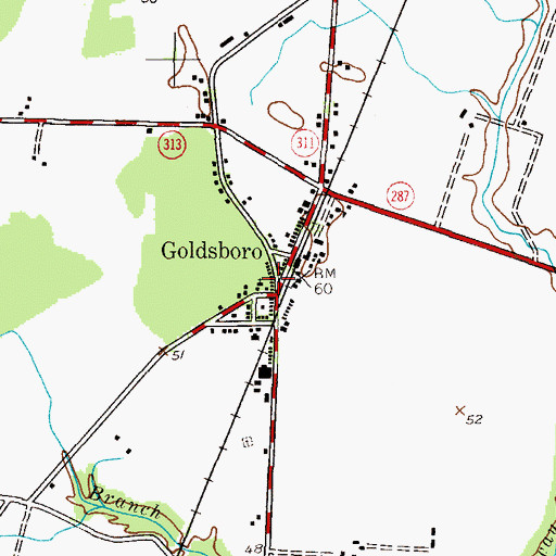 Topographic Map of Goldsboro Post Office, MD