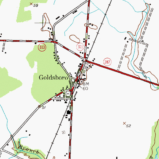 Topographic Map of Goldsboro Railroad Station (historical), MD