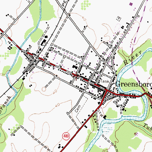 Topographic Map of Greensboro Baptist Church, MD