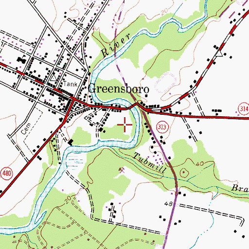 Topographic Map of Greensboro Carnival Ground, MD