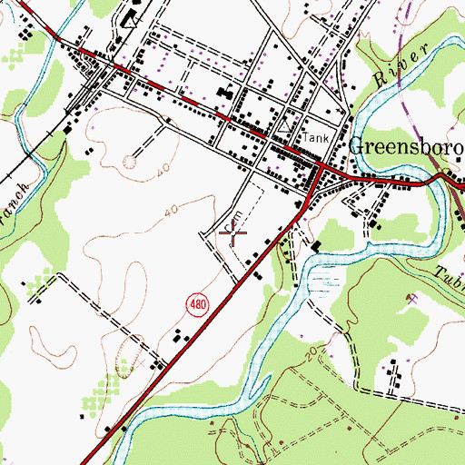 Topographic Map of Greensboro Cemetery, MD