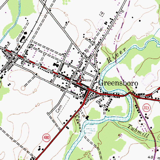 Topographic Map of Greensboro Post Office, MD