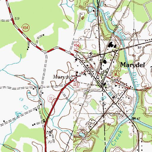 Topographic Map of Marydel Post Office, MD