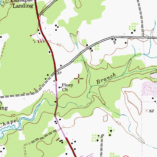 Topographic Map of Riding Acres, MD