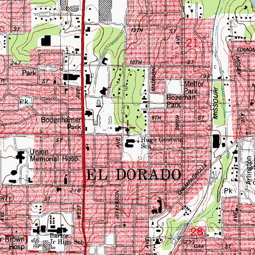 Topographic Map of Barton Library, AR