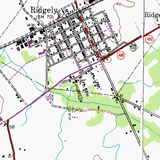 Topographic Map of The Caroline Center, MD