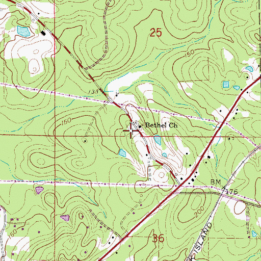 Topographic Map of Bethel Cemetery, AR