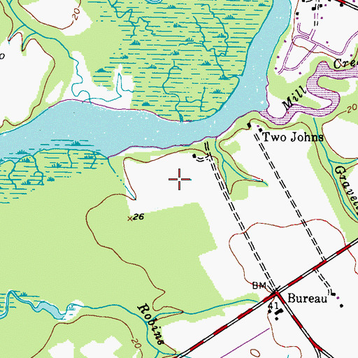 Topographic Map of Two Johns Estates, MD