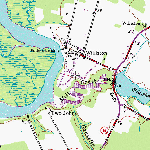 Topographic Map of Williams Heights, MD