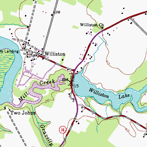 Topographic Map of Williston Mill (historical), MD