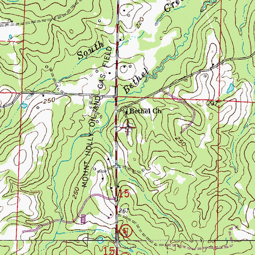 Topographic Map of Bethel Cemetery, AR