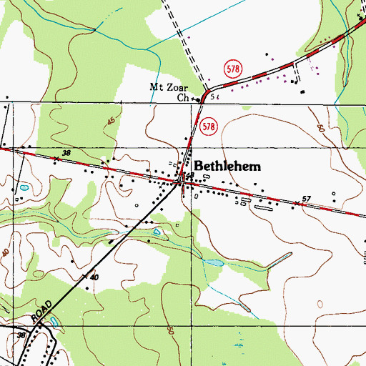 Topographic Map of Bethlehem Post Office, MD