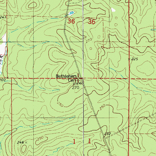 Topographic Map of Bethlehem Cemetery, AR