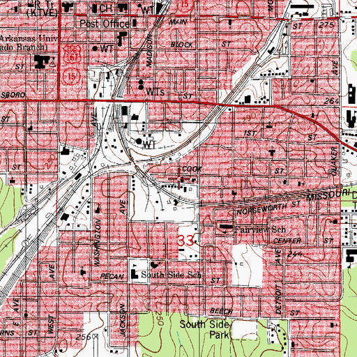Topographic Map of Bethlehem Healing Temple, AR
