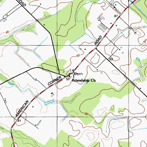 Topographic Map of Friendship Cemetery, MD