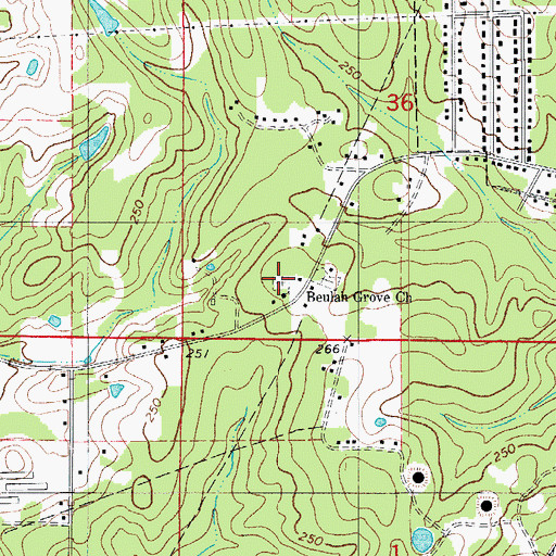 Topographic Map of Beulah Grove Cemetery, AR