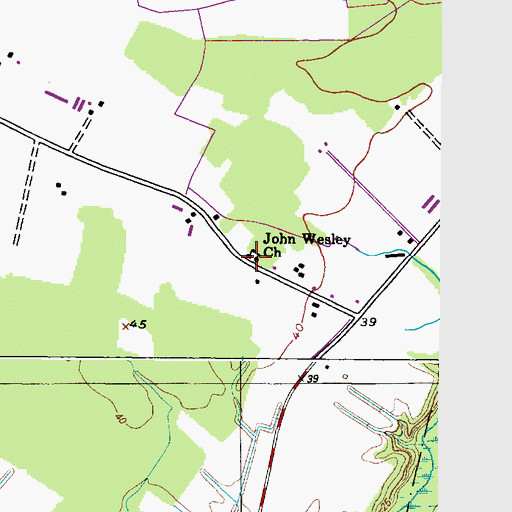 Topographic Map of John Wesley School, MD