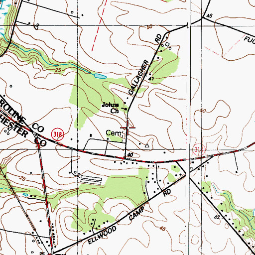 Topographic Map of Johns Cemetery, MD