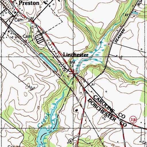 Topographic Map of Linchester Mill, MD