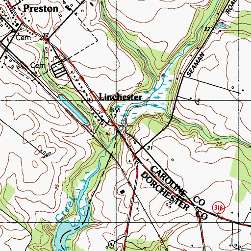 Topographic Map of Linchester Mill Pond, MD