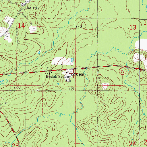 Topographic Map of Beulah Springs Cemetery, AR