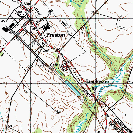 Topographic Map of Preston Cemetery, MD