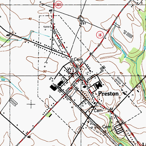 Topographic Map of Preston City Hall, MD