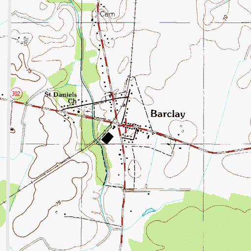 Topographic Map of Barclay Town Hall, MD