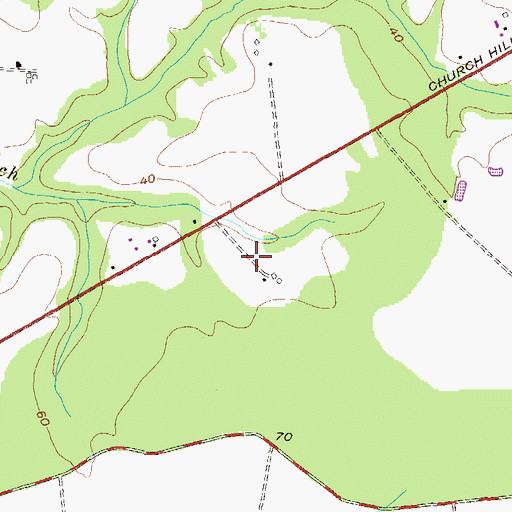 Topographic Map of Church Hill Farms, MD