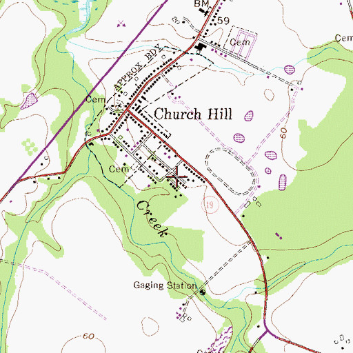Topographic Map of Church Hill United Methodist Church, MD