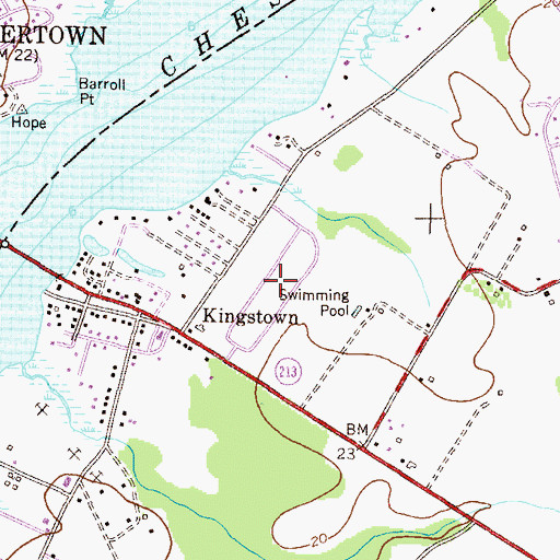 Topographic Map of Kings Town Manor, MD