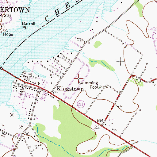 Topographic Map of Kings Town Manor, MD