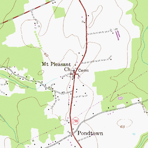 Topographic Map of Pondtown School (historical), MD