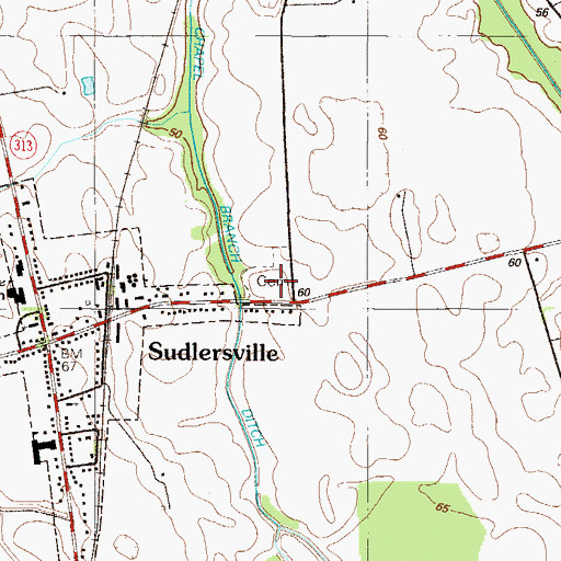 Topographic Map of Sudlersville Cemetery, MD