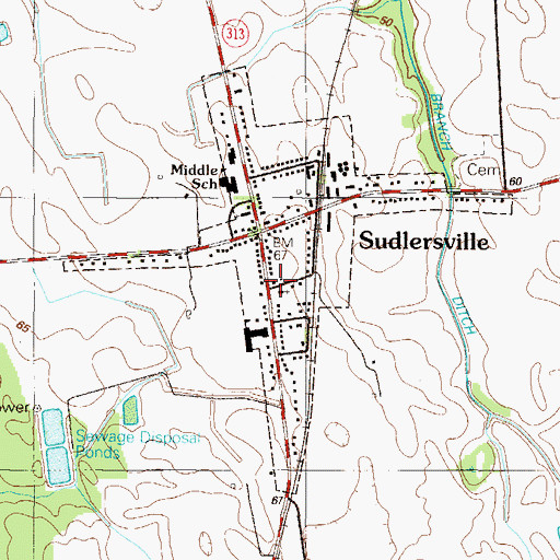 Topographic Map of Sudlersville Post Office, MD