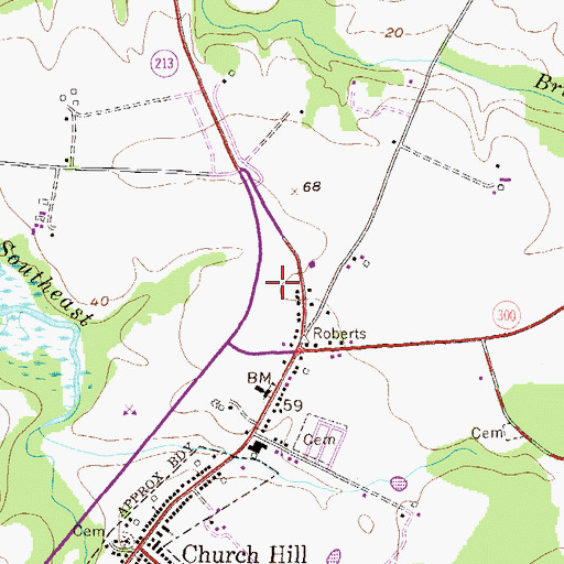 Topographic Map of The Meadows, MD