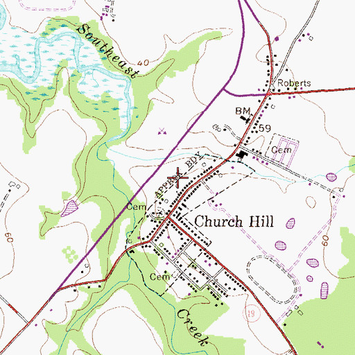 Topographic Map of The Village at Church Hill Crossing, MD